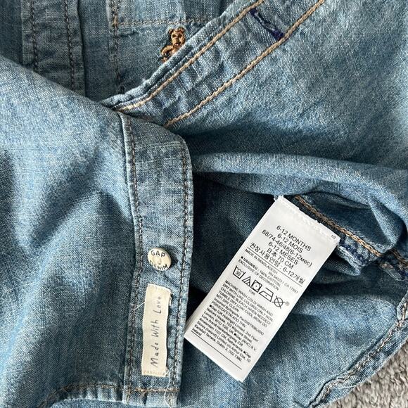 BABY GAP chambray long sleeve button up shirt 6-12M - Picture 5 of 5